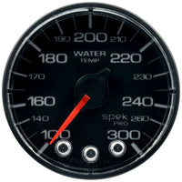 Autometer Spek-Pro Gauge Water Temp 2 1/16in 300f Stepper Motor W/Peak & Warn Blk/Blk - My Store