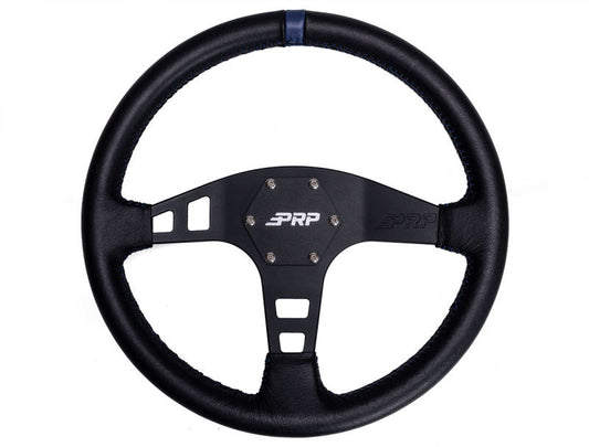 PRP Flat Leather Steering Wheel- Blue - Mammoth Racing -