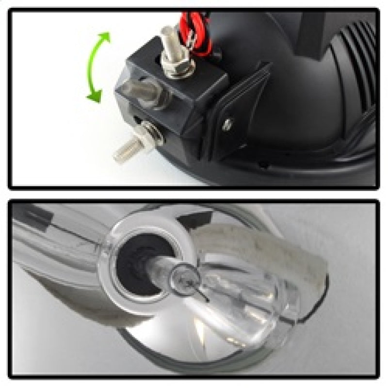 Spyder 7 Inch HID 4x4 fog lights Black/Red Housing w/wiring W/Switch- Chrome FL-CH-JK7004BR-C - Mammoth Racing -