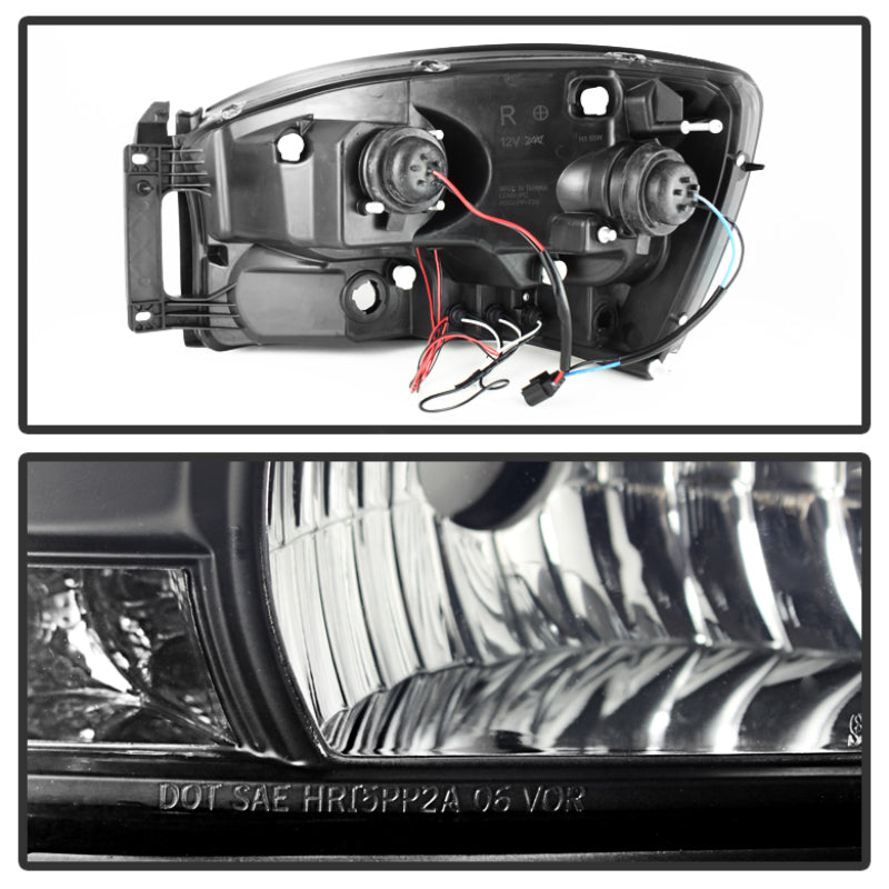 Spyder Dodge Ram 1500 06-08 06-09 Projector Headlights LED Halo LED Blk Smke PRO-YD-DR06-HL-BSM - Mammoth Racing -