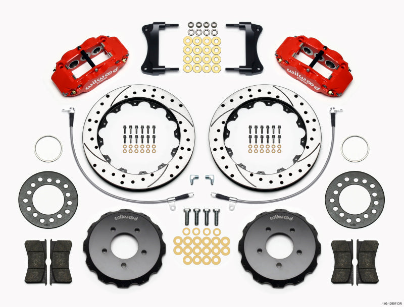 Wilwood Narrow Superlite 6R Front Hat Kit 12.88in Drill Red 2005-Up Mazda Miata w/ Lines - Mammoth Racing -