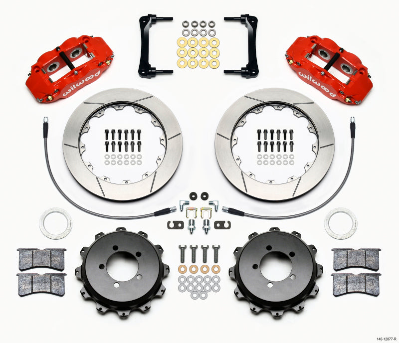 Wilwood Narrow Superlite 4R Rear Kit 12.88in Red 2008-2012 Subaru WRX w/Lines - Mammoth Racing -