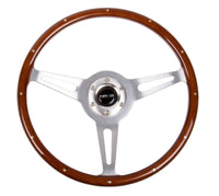 NRG Classic Wood Grain Steering Wheel (365mm) Wood w/Metal Inserts & Brushed Alum. 3-Spoke Center - My Store