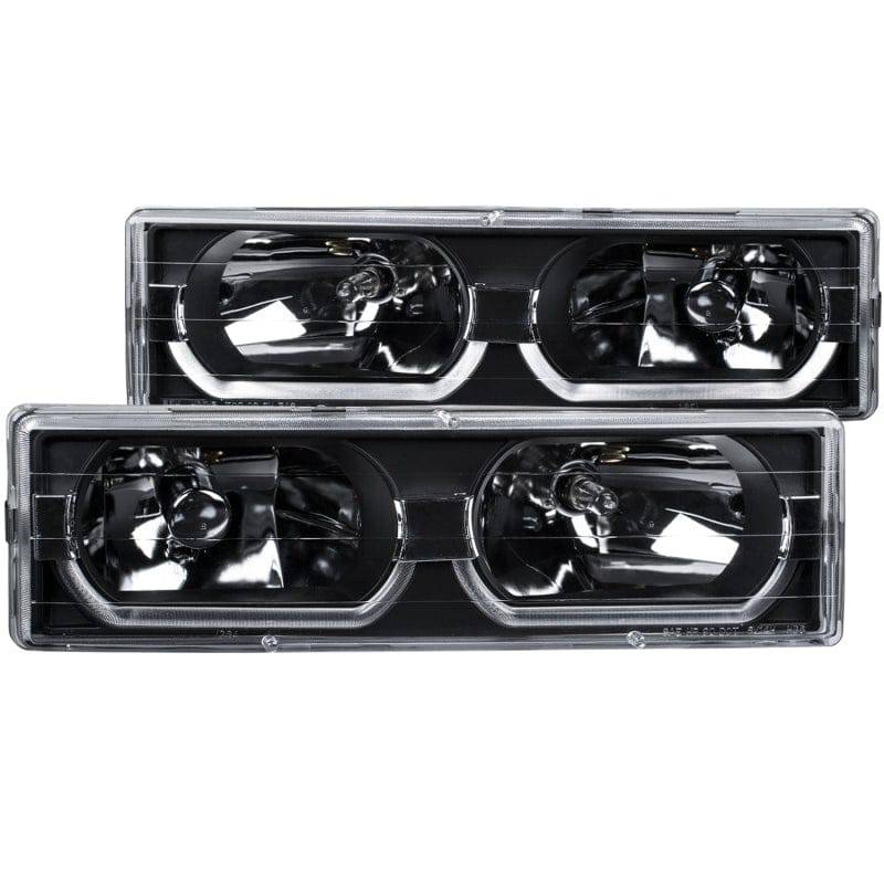 ANZO 1988-1998 Chevrolet C1500 Crystal Headlights Black w/ Low - Brow - My Store