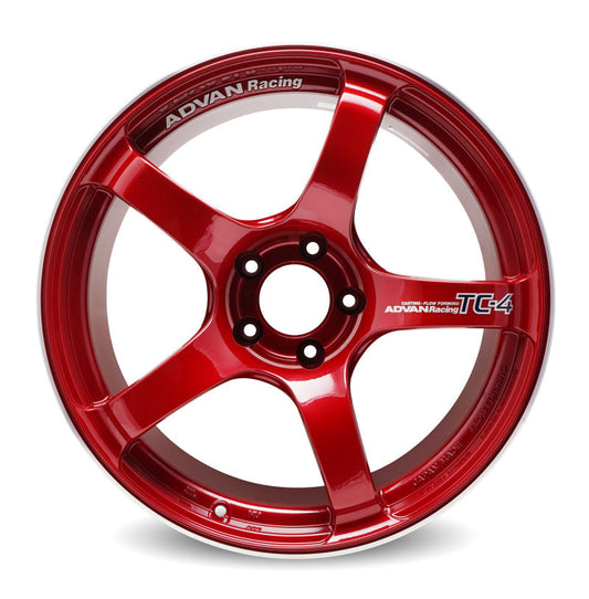 Advan TC4 17x7.5 +40 4-100 Racing Candy Red & Ring Wheel - My Store