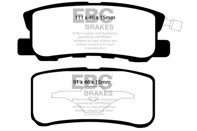 EBC 11-14 Chrysler 200 3.6 Redstuff Rear Brake Pads - My Store