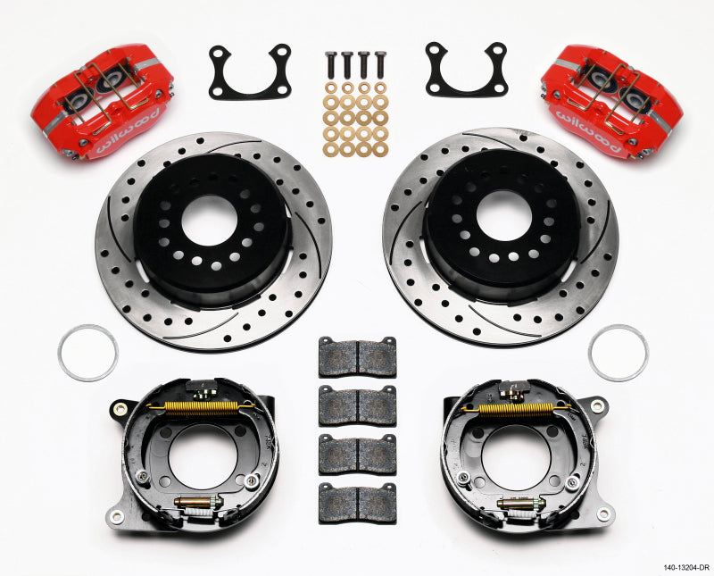 Wilwood Dynapro Dust-Boot P/S Park Brake Kit Drilled Red Big Ford 2.36in Offset - Mammoth Racing -