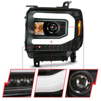 ANZO GMC SIERRA 1500 14-15 2500H/15-19 Projector Headlight Plank Style Black w/ Switchback (Halogen) - My Store