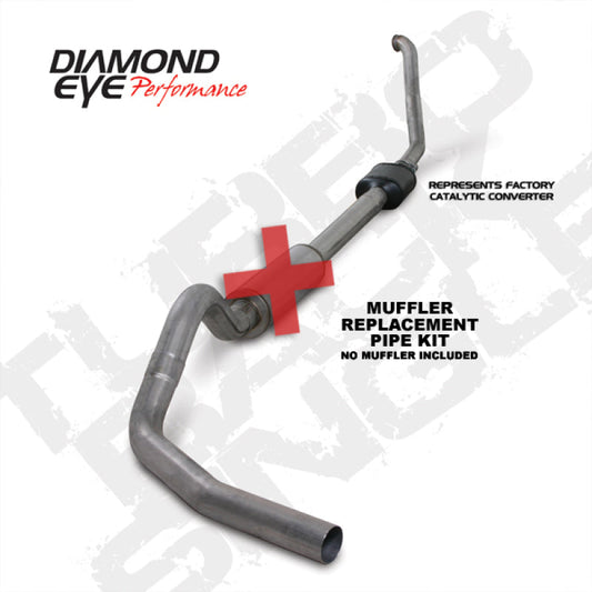 Diamond Eye KIT 4in TB MFLR RPLCMENT PIPE SGL SS 94-97 7 3L F250/F350 PWRSTROKE NFS W CARB EQIV STDS - Mammoth Racing -