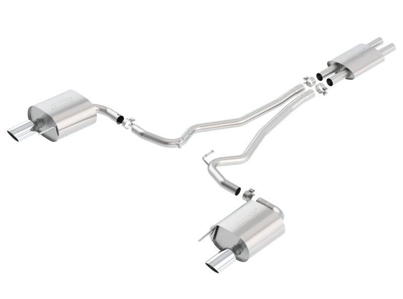 Borla Cat Back 15-17 Ford Mustang 3.7L V6 MT/AT 2.25in Pipe 4in Single Round Rolled Tips - Mammoth Racing -