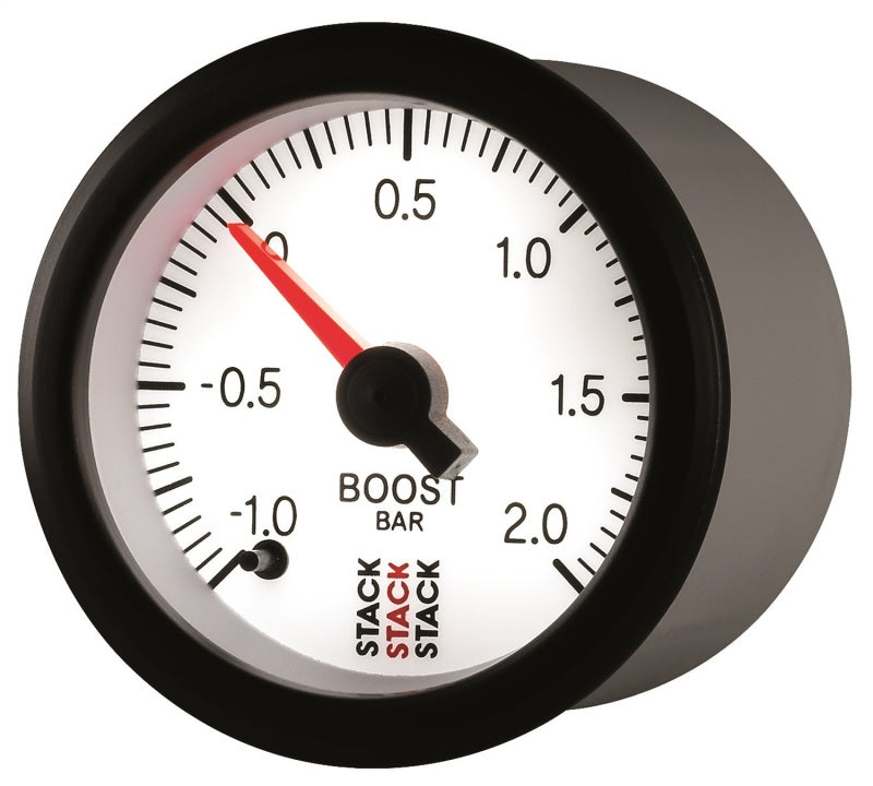 Autometer Stack 52mm -1 to +2 Bar (Incl T-Fitting) Pro Stepper Motor Boost Pressure Gauge - White - My Store