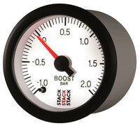 Autometer Stack 52mm -1 to +2 Bar (Incl T-Fitting) Pro Stepper Motor Boost Pressure Gauge - White - My Store