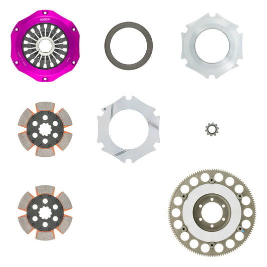 Exedy 1993-1995 Mazda Rx-7 R2 Hyper Compe-R Twin Cerametallic Clutch Rigid Center Disc Pull Type - Mammoth Racing -