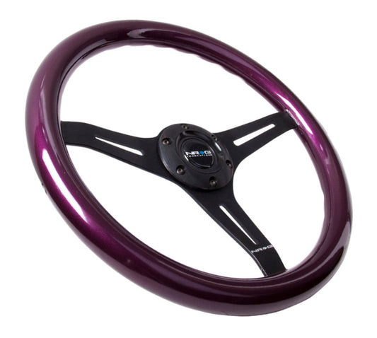 NRG Classic Wood Grain Steering Wheel (350mm) Purple Pearl/Flake Paint w/Black 3-Spoke Center - My Store