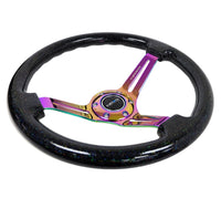 NRG Reinforced Steering Wheel (350mm / 3in. Deep) Blk Multi Color Flake w/ Neochrome Center Mark - My Store