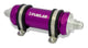 Fuelab 828 In-Line Fuel Filter Long -6AN In/Out 100 Micron Stainless - Purple - Mammoth Racing -