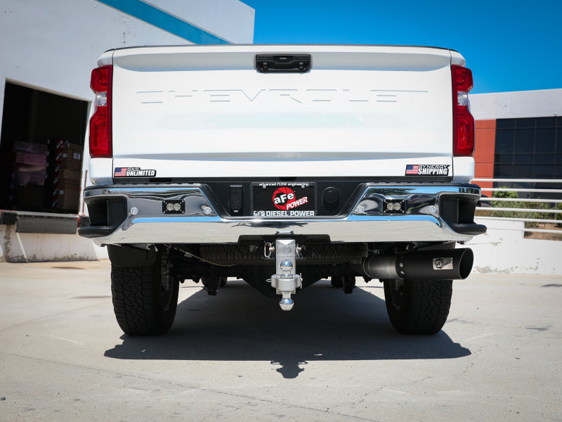 aFe Large Bore-HD 5 IN 409 SS DPF-Back Exhaust System w/Black Tip 20-21 GM Truck V8-6.6L - Mammoth Racing -