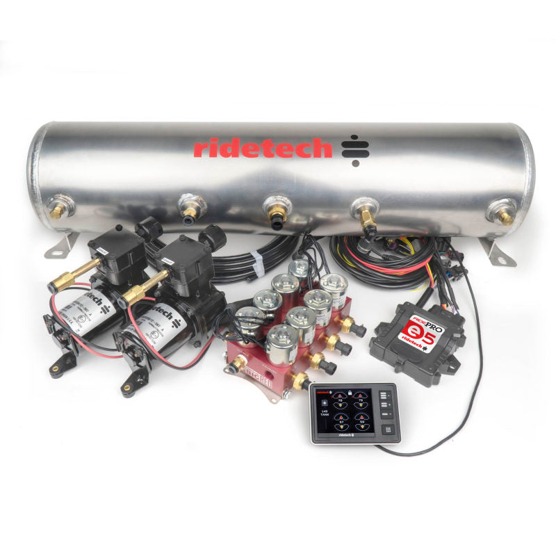 Ridetech RidePro E5 Air Ride Control System 5 Gal Dual Compressor High Flow Big Red 3/8in Valves - Mammoth Racing -