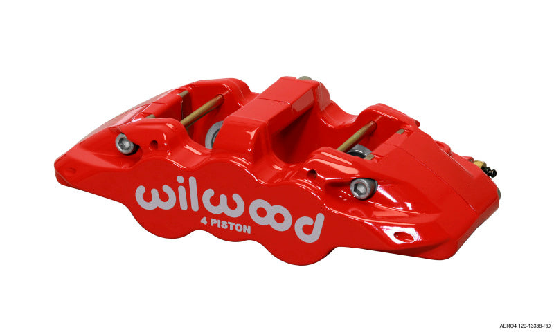 Wilwood Caliper-Aero4 - Red 1.12/1.12in Pistons 1.10in Disc - Mammoth Racing -