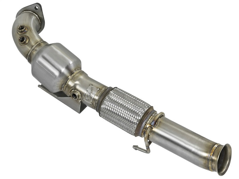 aFe Twisted Steel 3in. 304 SS Catted Series Downpipe 16-18 Ford Focus RS I4-2.3L (t) - Mammoth Racing -