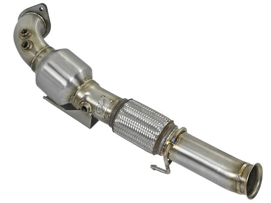aFe Twisted Steel 3in. 304 SS Catted Series Downpipe 16-18 Ford Focus RS I4-2.3L (t) - Mammoth Racing -