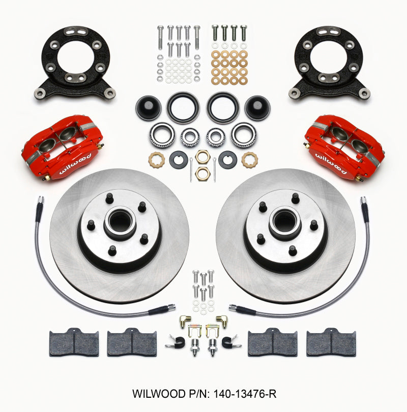 Wilwood Forged Dynalite-M Front Kit 11.30in 1 PC Rotor&Hub Red 1965-1969 Mustang Disc & Drum Spindle - My Store