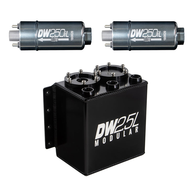 DeatschWerks 2.5L Modular Surge Tank (Incl. 2 DW250iL In-Line Fuel Pump) - Mammoth Racing -
