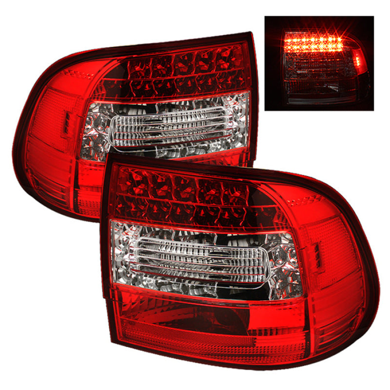 Spyder Porsche Cayenne 03-07 LED Tail Lights Red Clear ALT-YD-PCAY03-LED-RC - Mammoth Racing -