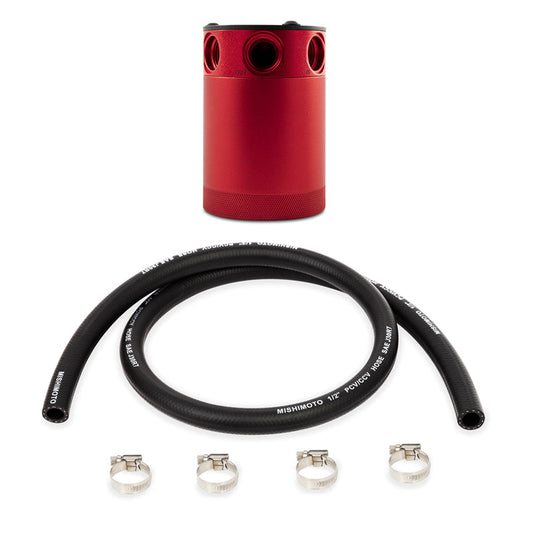 Mishimoto Assembled Universal 3-Port Catch Can Red w/ Hose - Mammoth Racing -