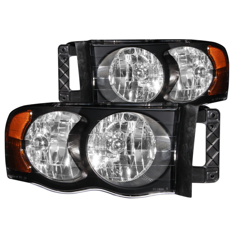 ANZO 2002-2005 Dodge Ram 1500 Crystal Headlights Black - My Store