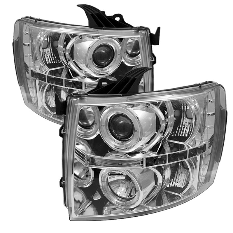 Spyder Chevy Silverado 1500 07-13 Projector Headlights LED Halo LED Chrm PRO-YD-CS07-HL-C - Mammoth Racing -