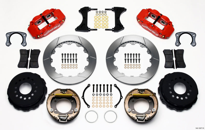 Wilwood Narrow Superlite 4R Rear P-Brk Kit 12.88in Red Big Ford New Style 2.50in Off Stag Mount - My Store