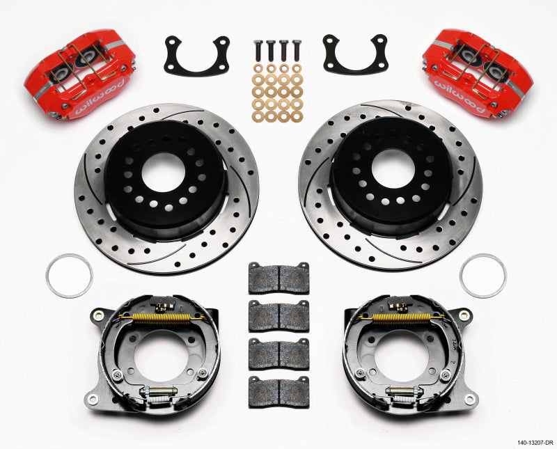 Wilwood Dynapro Dust-Boot P/S Park Brake Kit Drilled Red New Big Ford 2.50in Offset - Mammoth Racing -