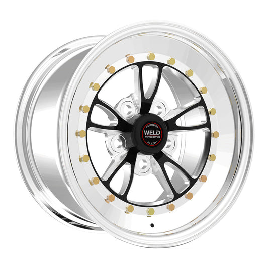Weld Full Throttle 15x7 / 5x4.5 BP / 3.5in. BS Black Wheel - Polished Non Beadlock - Mammoth Racing -