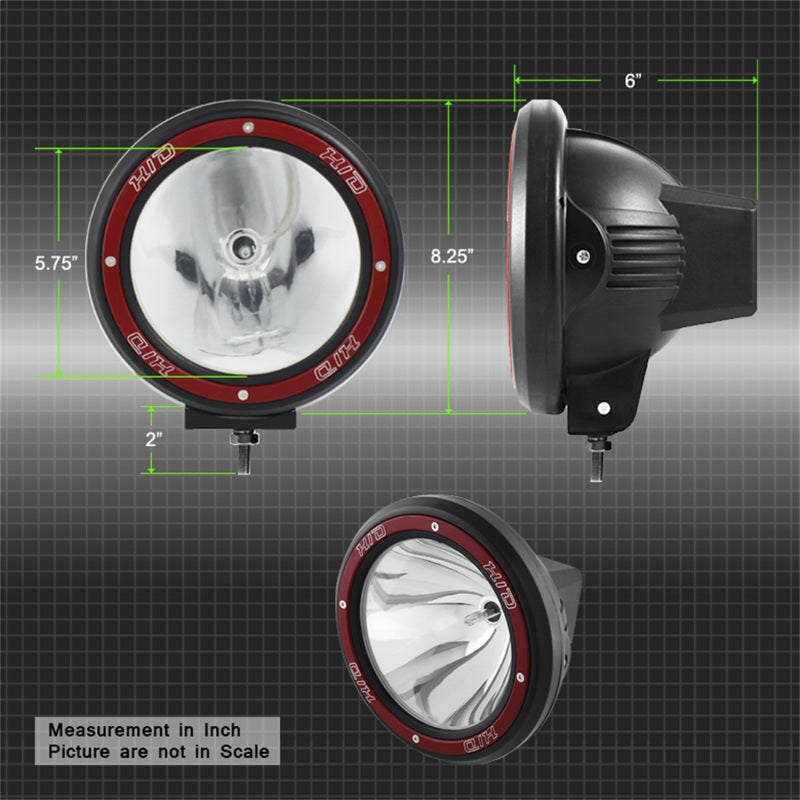 Spyder 7 Inch HID 4x4 fog lights Black/Red Housing w/wiring W/Switch- Chrome FL-CH-JK7004BR-C - Mammoth Racing -