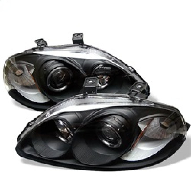 Spyder Honda Civic 96-98 Projector Headlights LED Halo Amber Reflctr Blk PRO-YD-HC96-AM-BK - Mammoth Racing -