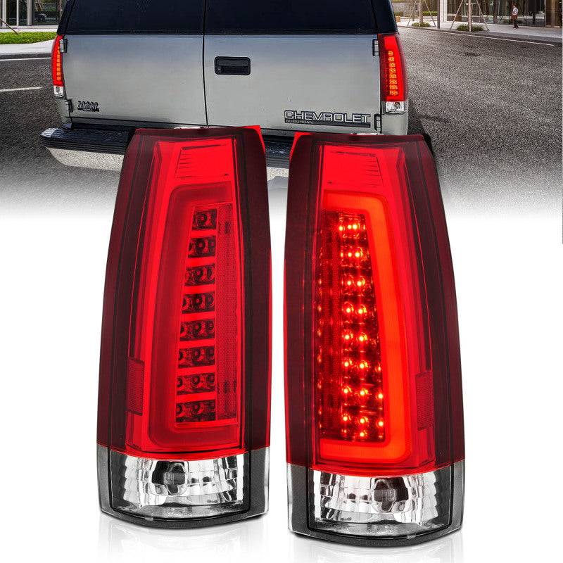 ANZO 1999-2000 Cadillac Escalade LED Taillights Chrome Housing Red/Clear Lens Pair - My Store