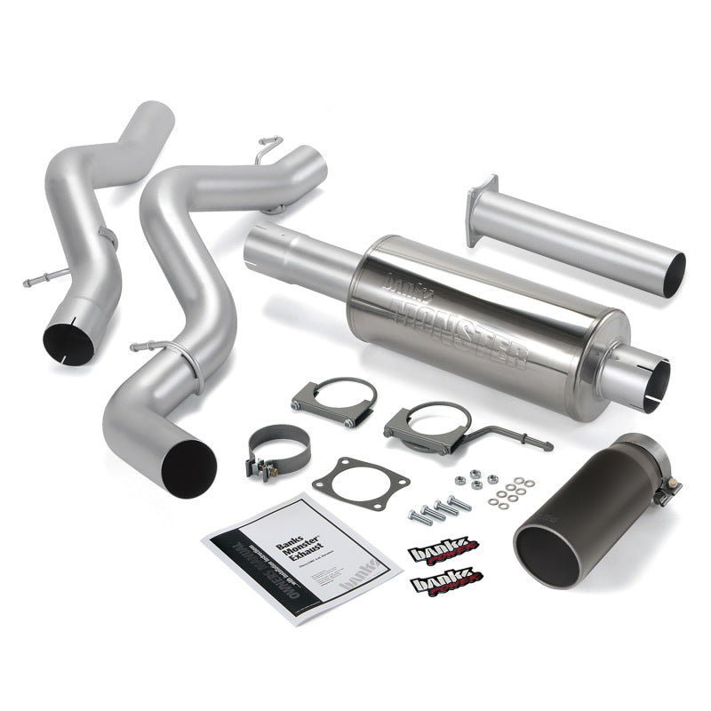 Banks Power 02-05 Chev 6.6L EC/CCSB Monster Exhaust System - SS Single Exhaust w/ Black Tip - Mammoth Racing -