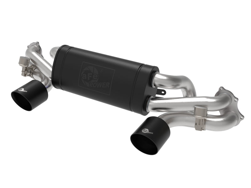 aFe MACHForce XP 2.25in-2.5in 304SS Exhaust Cat-Back Porsche 20-22 Cayman GT4(718) 4.0L - Black Tips - Mammoth Racing -