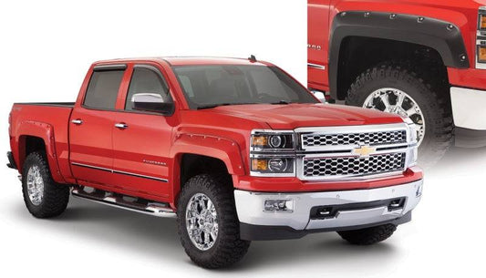 Bushwacker 14-18 Chevy Silverado 1500 Fleetside Pocket Style Flares 4pc - Black - Mammoth Racing -