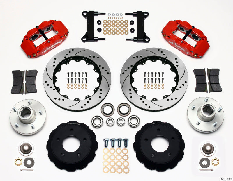 Wilwood Narrow Superlite 6R Front Hub Kit 14.00in Drill Red Chevy C-10 60-87 CPP Drop Spindle - Mammoth Racing -