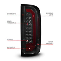 ANZO 15-21 Chevrolet Colorado Full LED Tail Lights w/ Red Lightbar Black Housing Smoke Lens - My Store