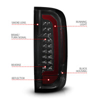 ANZO 15-21 GMC Canyon Full LED Tail Lights w/ Red Lightbar Black Housing Smoke Lens - Mammoth Racing -