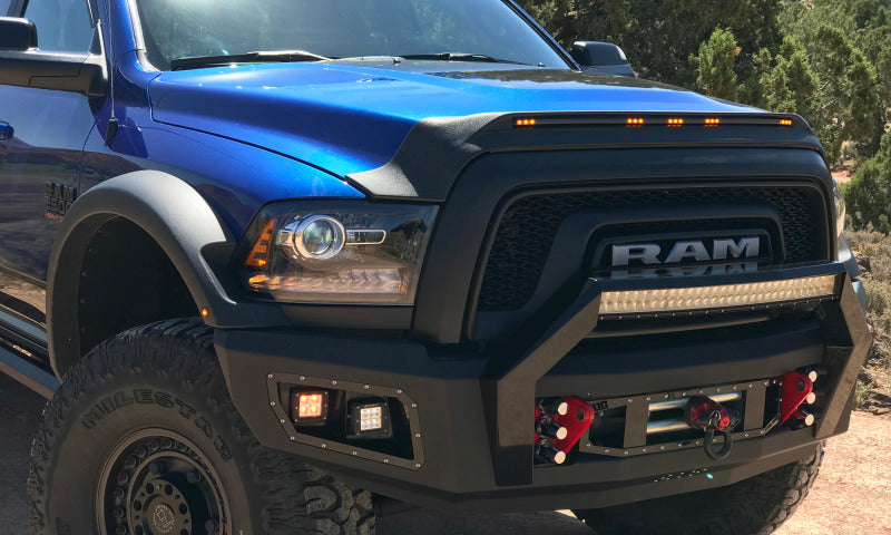 AVS 15-22 Chevy Colorado Aeroskin Low Profile Hood Shield w/ Lights - Black - Mammoth Racing -
