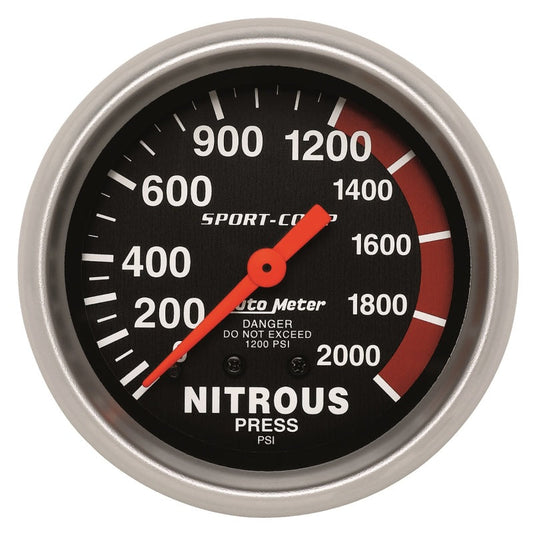 Autometer 2-5/8in 0-2000 PSI Mechanical Nitrous Pressure Sport-Comp Gauge - My Store