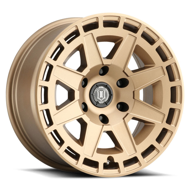 Icon Compass 17x8.5 5x5 -6mm Offset 4.5in BS Satin Brass Wheel - Mammoth Racing -