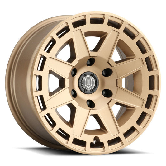 Icon Compass 17x8.5 5x5 -6mm Offset 4.5in BS Satin Brass Wheel - Mammoth Racing -