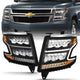 ANZO 15-20 Chevy Tahoe/Suburban LED Light Bar Style Headlights Black w/Sequential w/DRL w/Amber - My Store