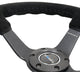 NRG Reinforced Steering Wheel (350mm / 3in. Deep) Blk Suede/Blk Bball Stitch w/5mm Matte Black Spoke - My Store