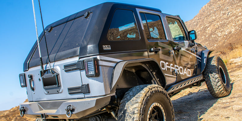 DV8 Offroad 07-18 Jeep Wrangler JK 2 Piece Fast Back Hard Top 4 Door - Black (DS Only) - Mammoth Racing -